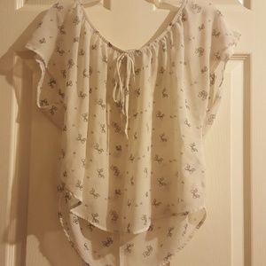 Forever 21 black and white bow blouse